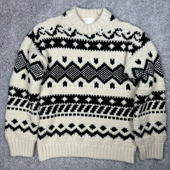 H&M Sweater Womens Extra Small Classic Crewneck Cozy Textured Geometric Knit - Picture 1 of 4